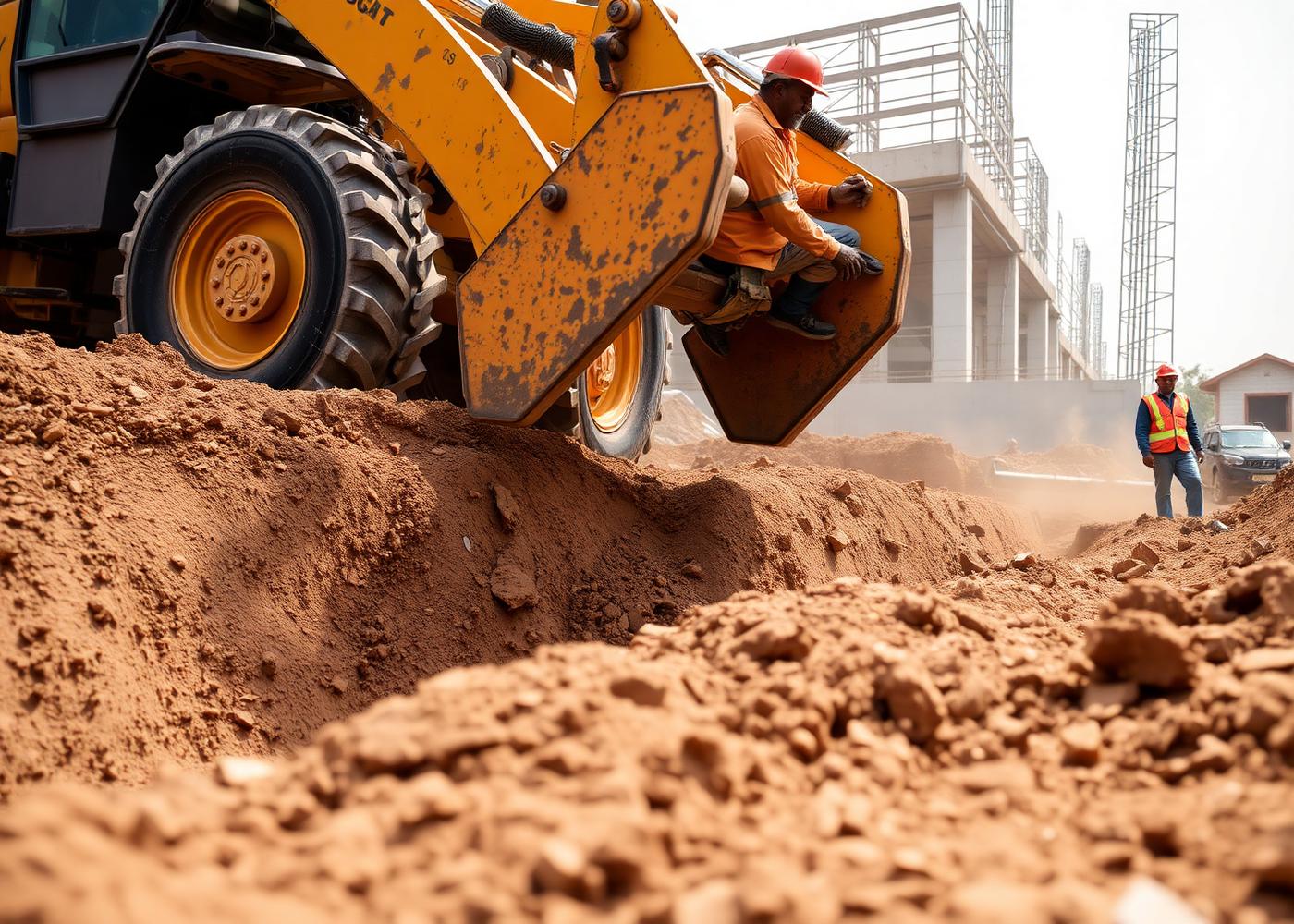 JCB carrying out heavy earthwork on an active project site
